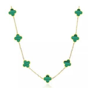 Elegant Gold and Green Clover Necklace, Bracelet and Earring set.